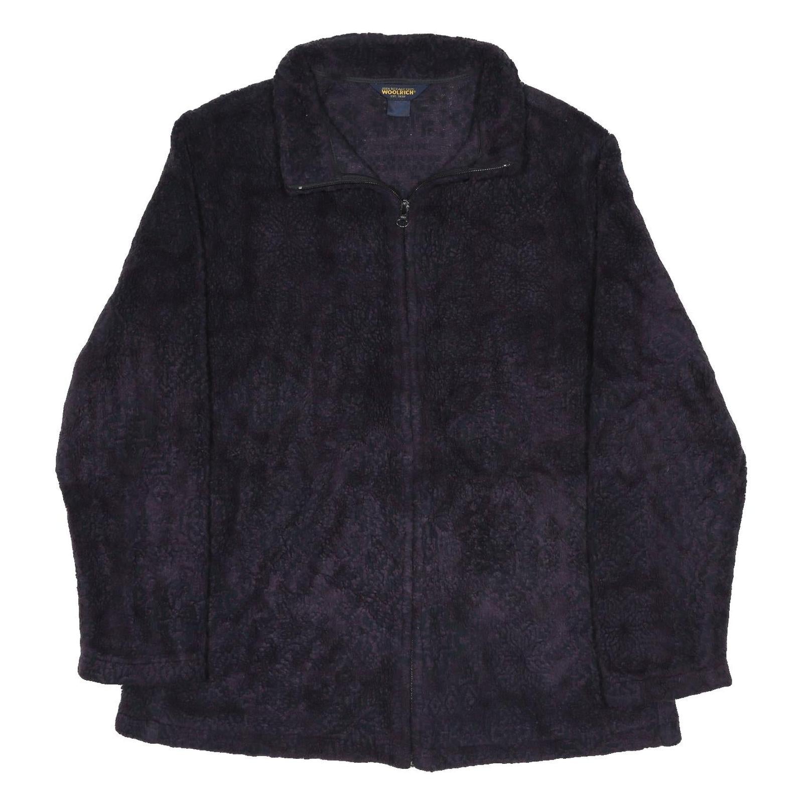 WOOLRICH Womens Black Outdoor Fleece Jacket M Acrylic Blend Stand-Up Collar Zip