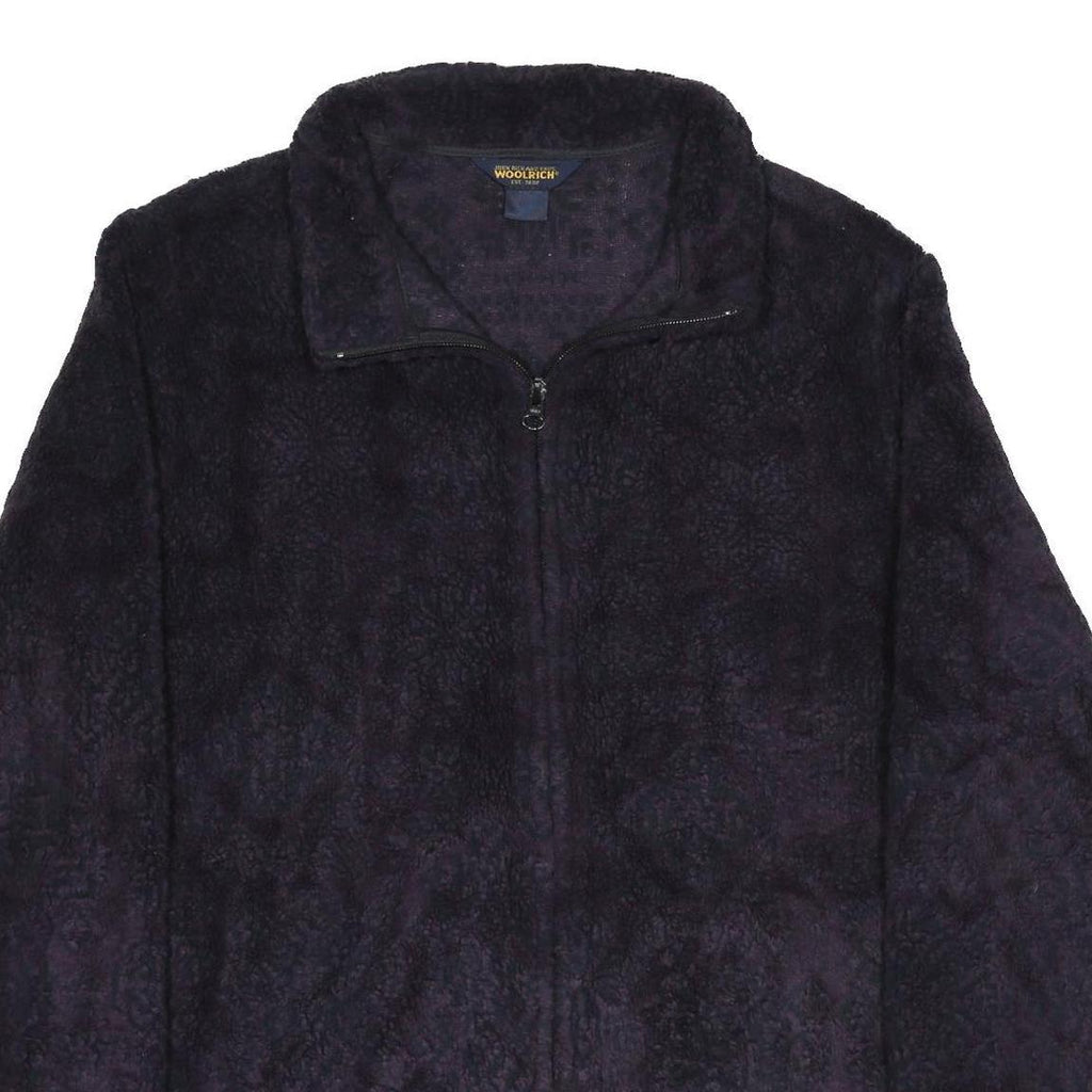 WOOLRICH Womens Black Outdoor Fleece Jacket M Acrylic Blend Stand-Up Collar Zip