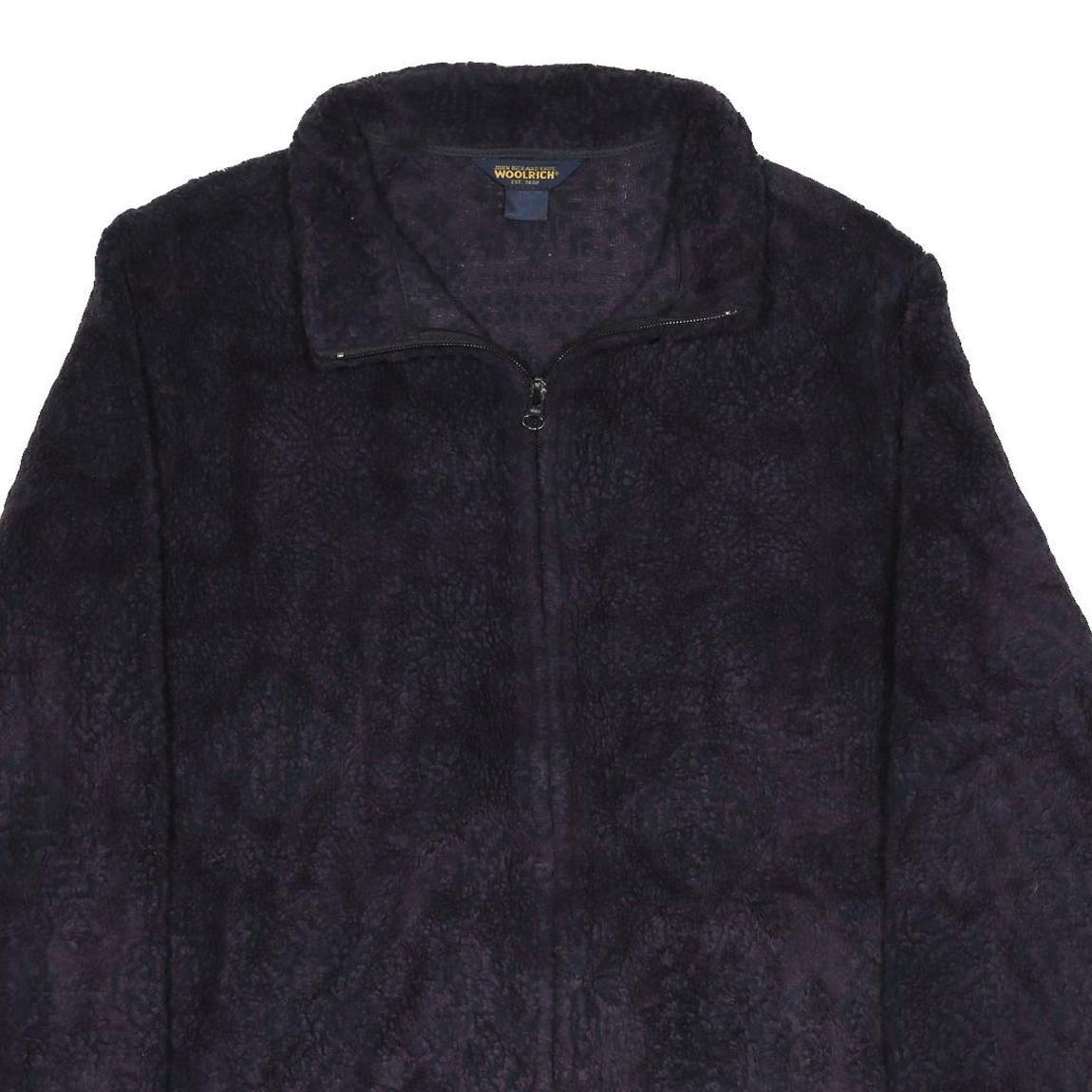 WOOLRICH Womens Black Outdoor Fleece Jacket M Acrylic Blend Stand-Up Collar Zip
