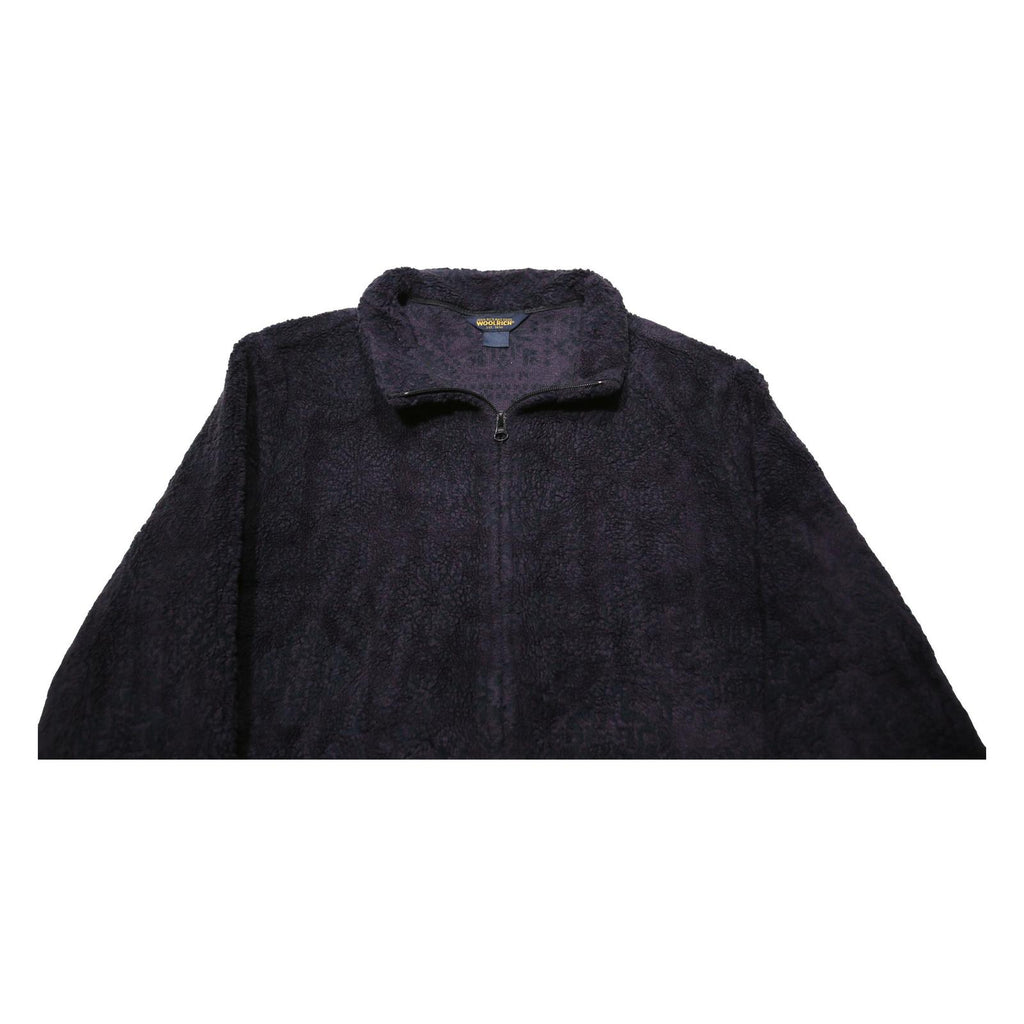 WOOLRICH Womens Black Outdoor Fleece Jacket M Acrylic Blend Stand-Up Collar Zip
