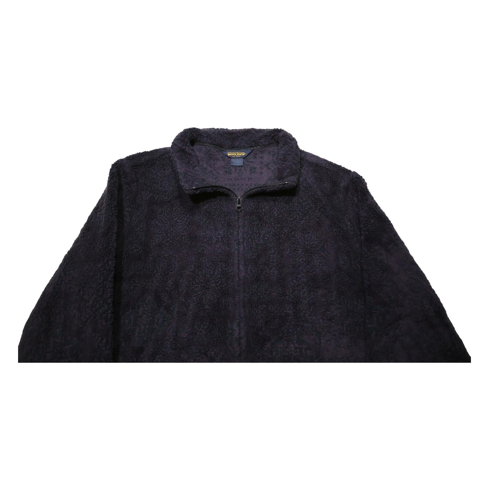 WOOLRICH Womens Black Outdoor Fleece Jacket M Acrylic Blend Stand-Up Collar Zip