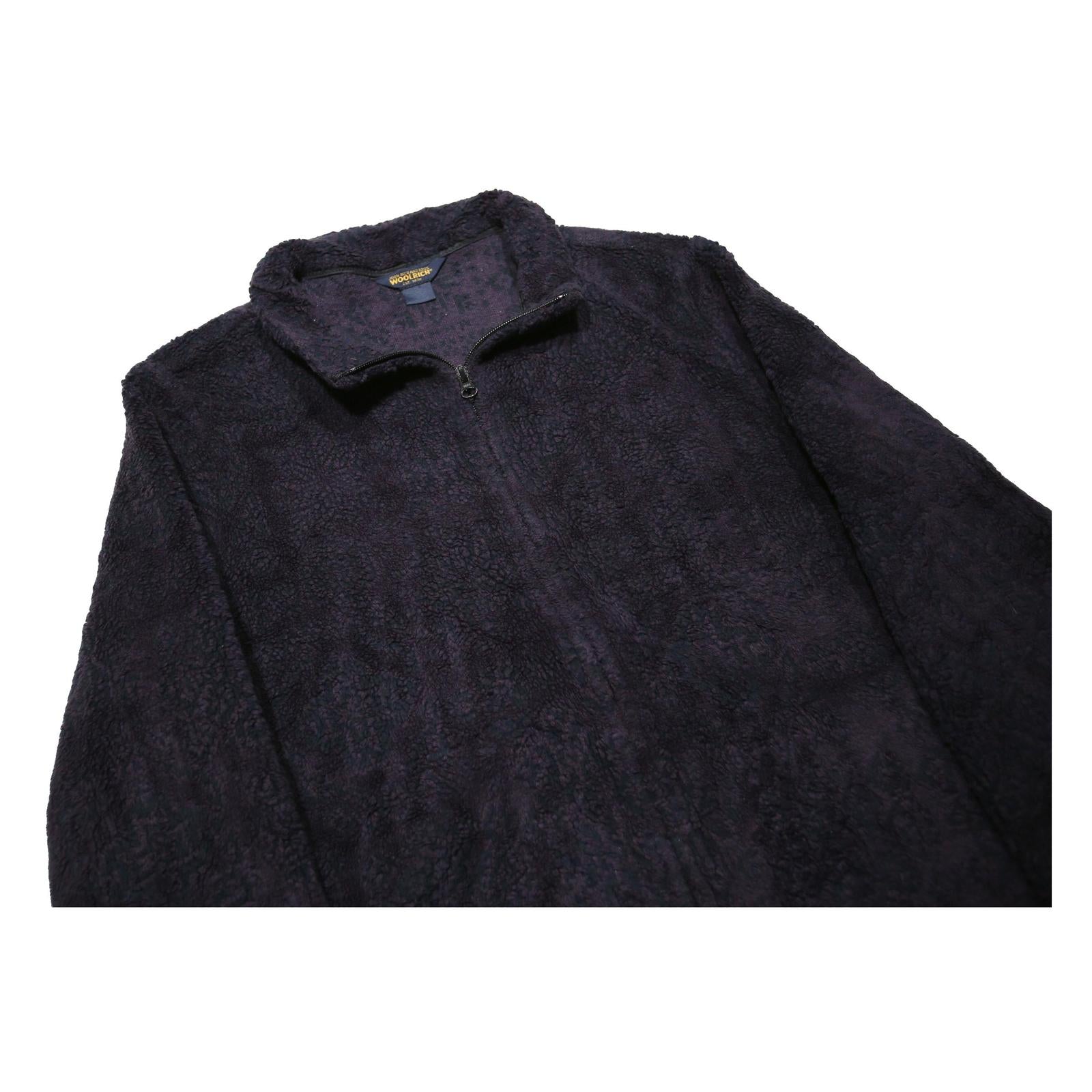 WOOLRICH Womens Black Outdoor Fleece Jacket M Acrylic Blend Stand-Up Collar Zip