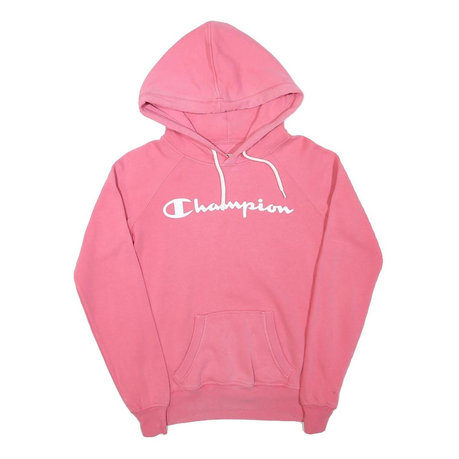 CHAMPION Womens Pink Hoodie S Cotton Blend Pullover Hooded Sweatshirt