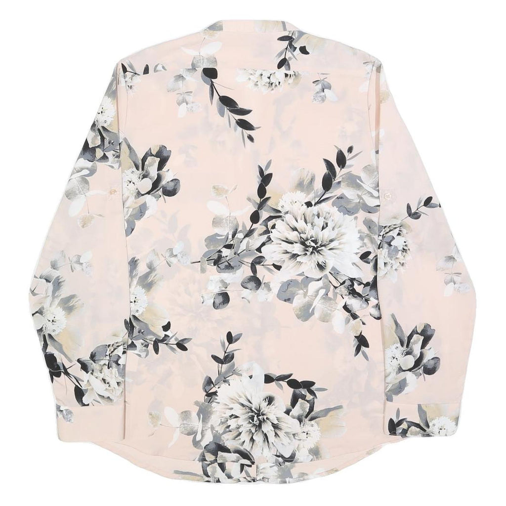 CALVIN KLEIN Womens Pink Floral Printed Shirt Long Sleeve Round Neck L Elegant