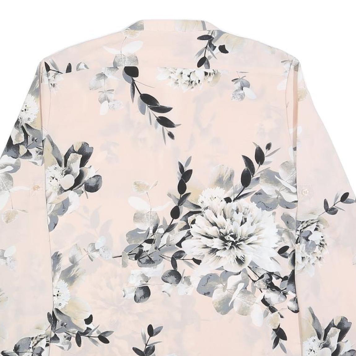 CALVIN KLEIN Womens Pink Floral Printed Shirt Long Sleeve Round Neck L Elegant