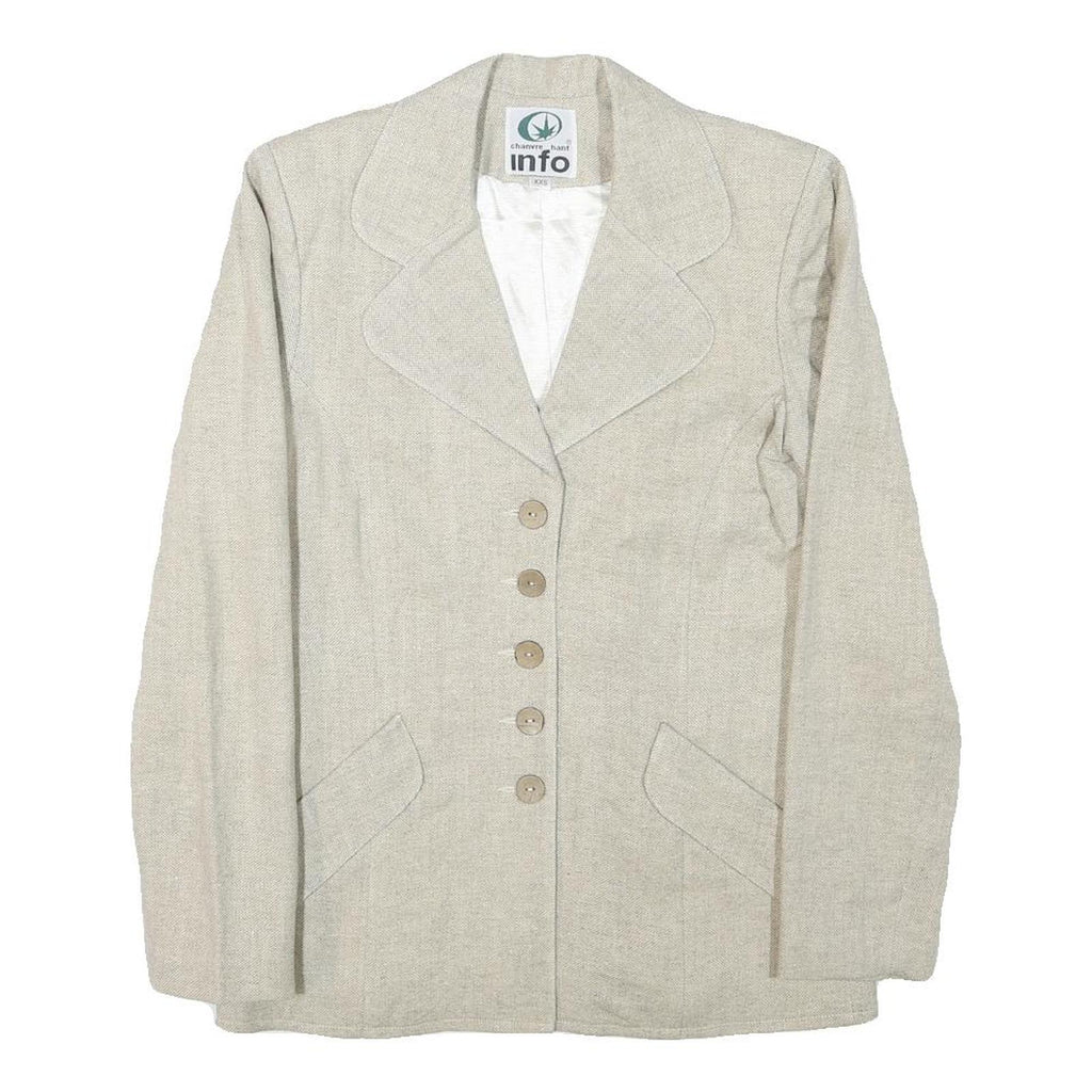 INFO Womens Beige Wool Blend Button Jacket XXS Woven Classic Tailored