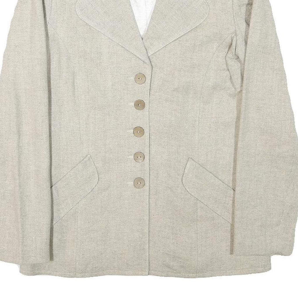 INFO Womens Beige Wool Blend Button Jacket XXS Woven Classic Tailored