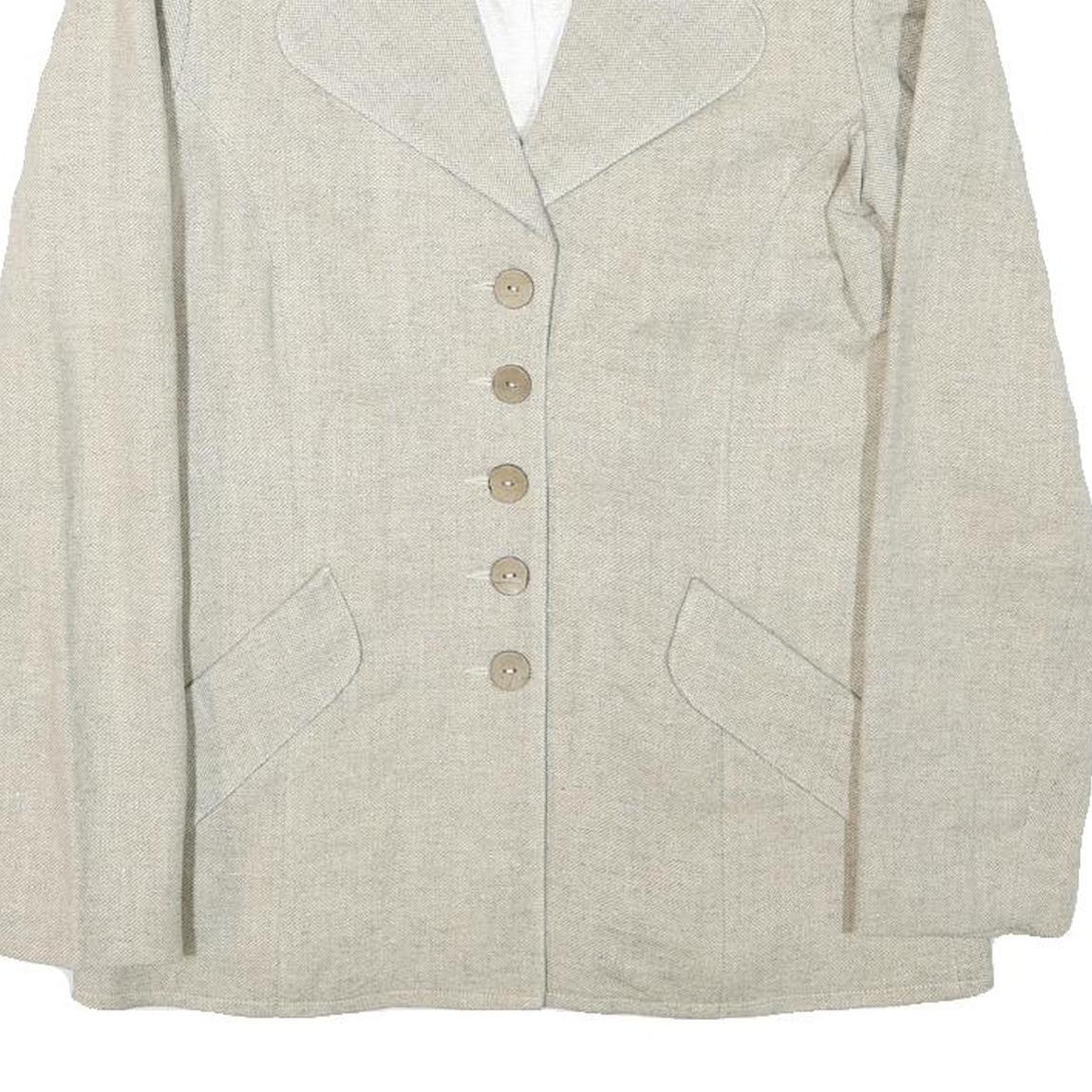 INFO Womens Beige Wool Blend Button Jacket XXS Woven Classic Tailored