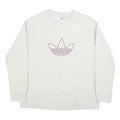 ADIDAS Womens Cream Sweatshirt Crew Neck UK 12 Cotton Blend Pullover