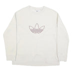 ADIDAS Womens Cream Sweatshirt Crew Neck UK 12 Cotton Blend Pullover