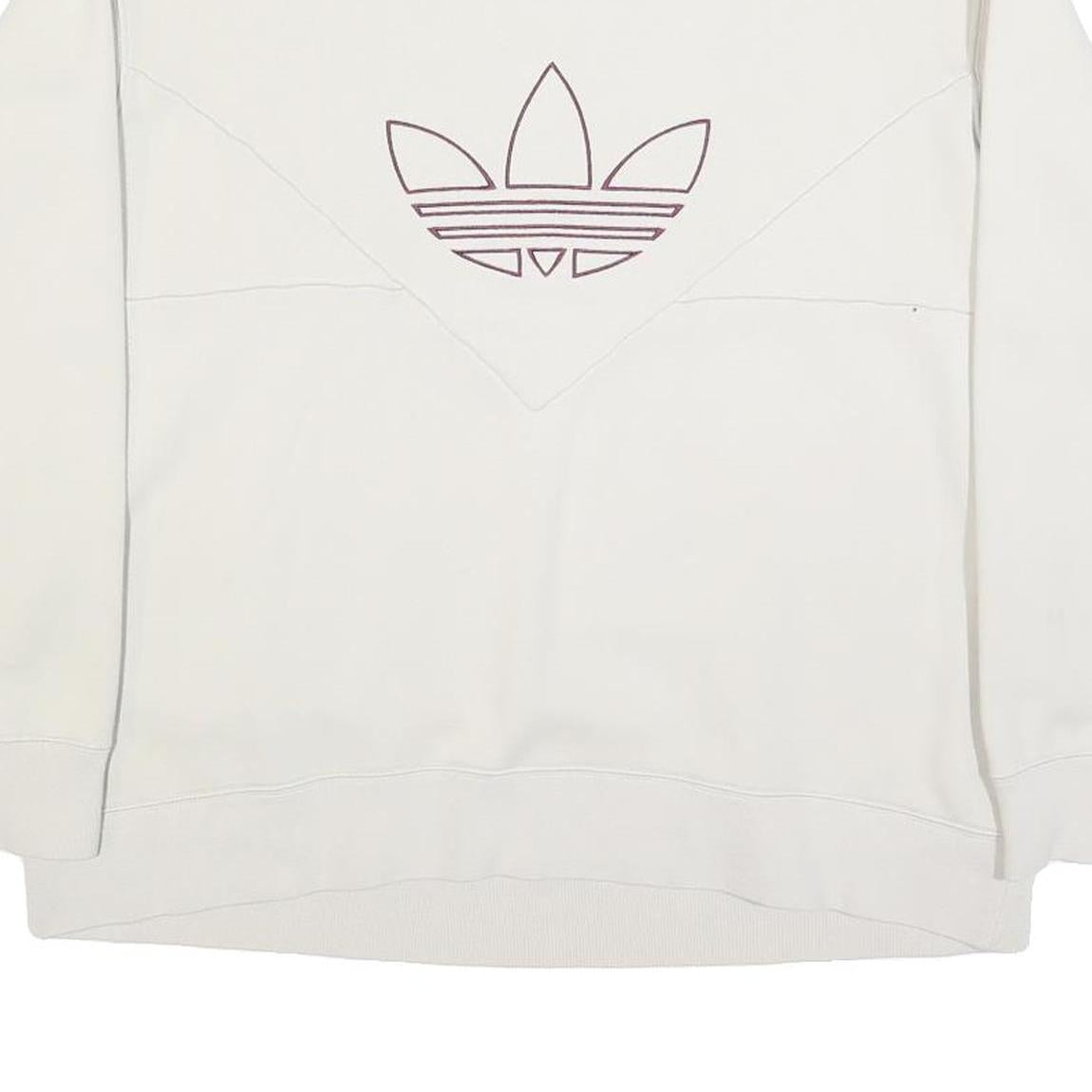 ADIDAS Womens Cream Sweatshirt Crew Neck UK 12 Cotton Blend Pullover