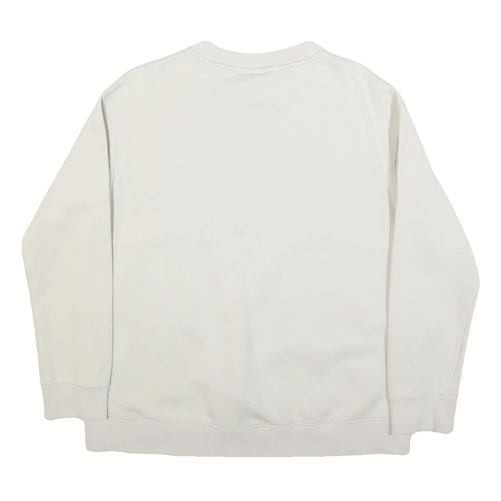 ADIDAS Womens Cream Sweatshirt Crew Neck UK 12 Cotton Blend Pullover