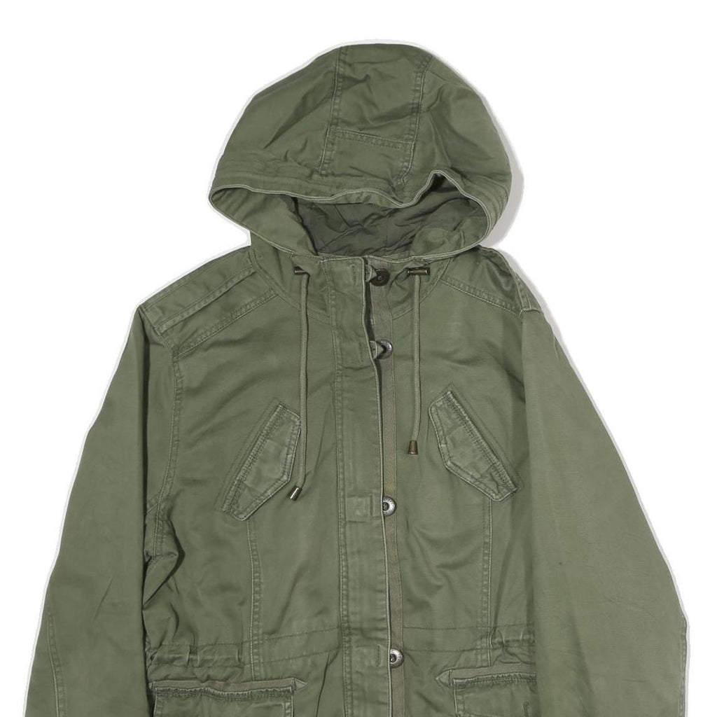 TOMMY HILFIGER Womens Green Cotton Blend Hooded Jacket XL Zip Casual Outerwear