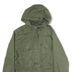 TOMMY HILFIGER Womens Green Cotton Blend Hooded Jacket XL Zip Casual Outerwear