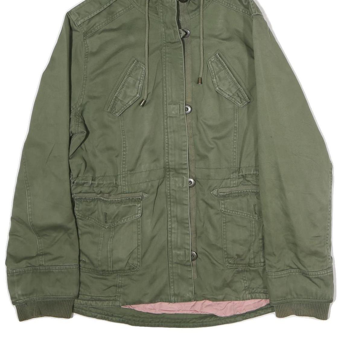 TOMMY HILFIGER Womens Green Cotton Blend Hooded Jacket XL Zip Casual Outerwear