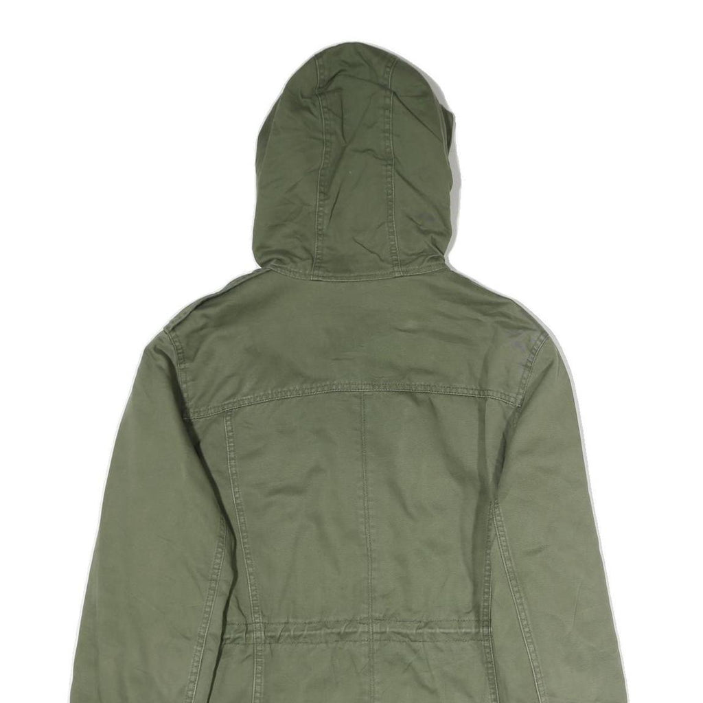 TOMMY HILFIGER Womens Green Cotton Blend Hooded Jacket XL Zip Casual Outerwear