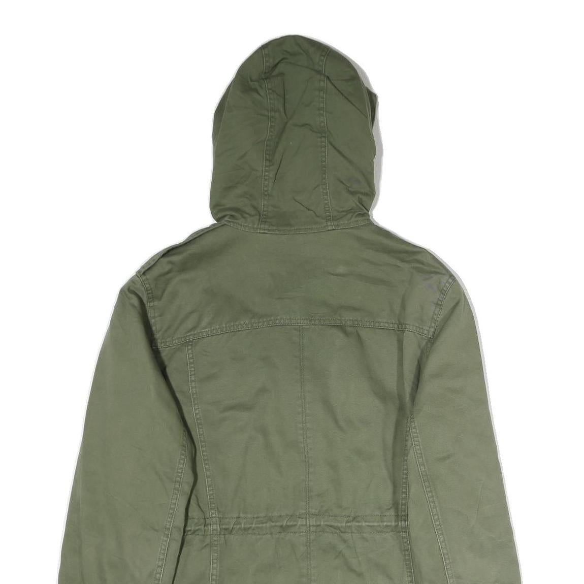 TOMMY HILFIGER Womens Green Cotton Blend Hooded Jacket XL Zip Casual Outerwear