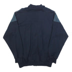Mens Navy Blue Patterned Full Zip Jumper L Retro Vintage Style