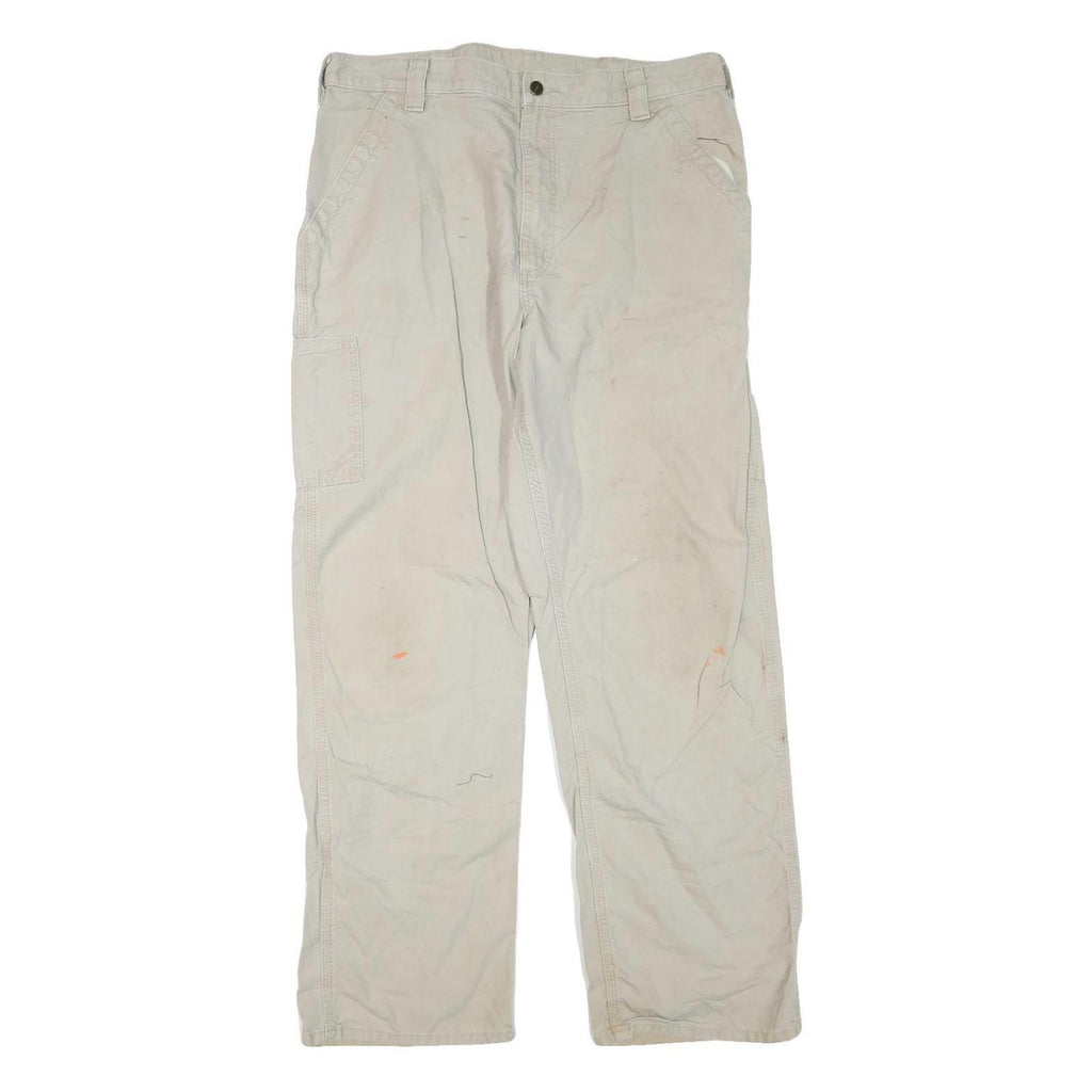 CARHARTT Mens Cotton Blend Beige Workwear Regular Straight Trousers W38 L34