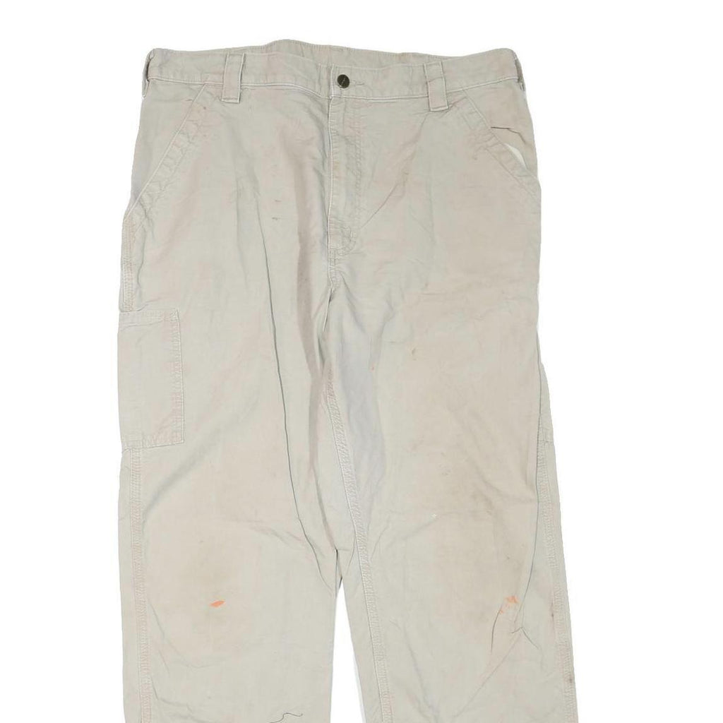 CARHARTT Mens Cotton Blend Beige Workwear Regular Straight Trousers W38 L34