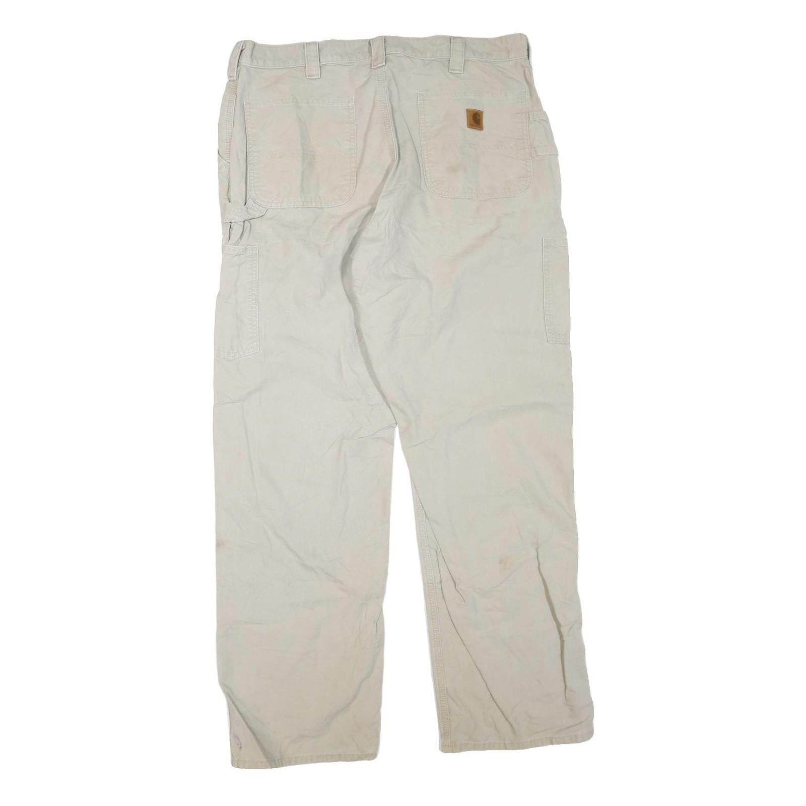CARHARTT Mens Cotton Blend Beige Workwear Regular Straight Trousers W38 L34