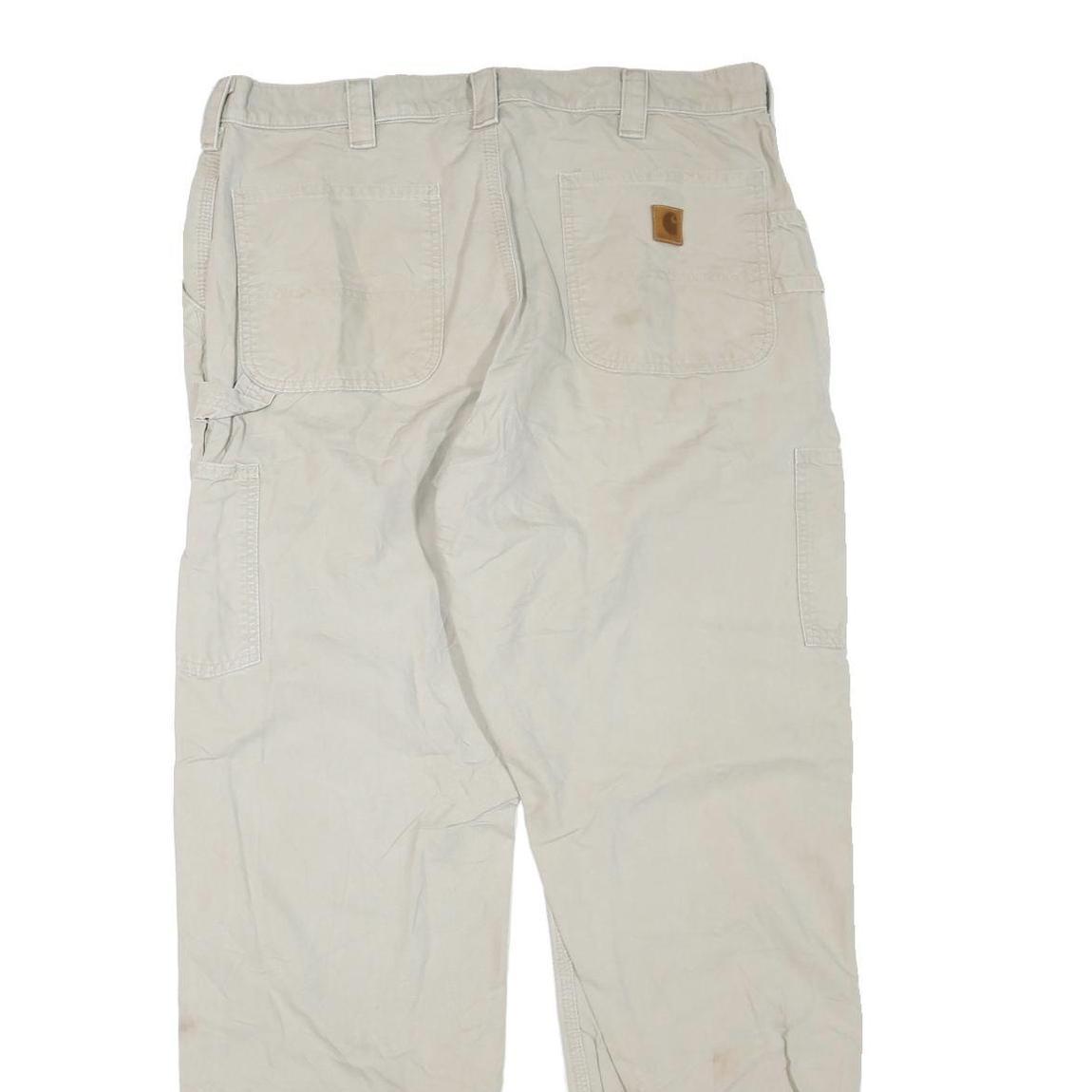 CARHARTT Mens Cotton Blend Beige Workwear Regular Straight Trousers W38 L34