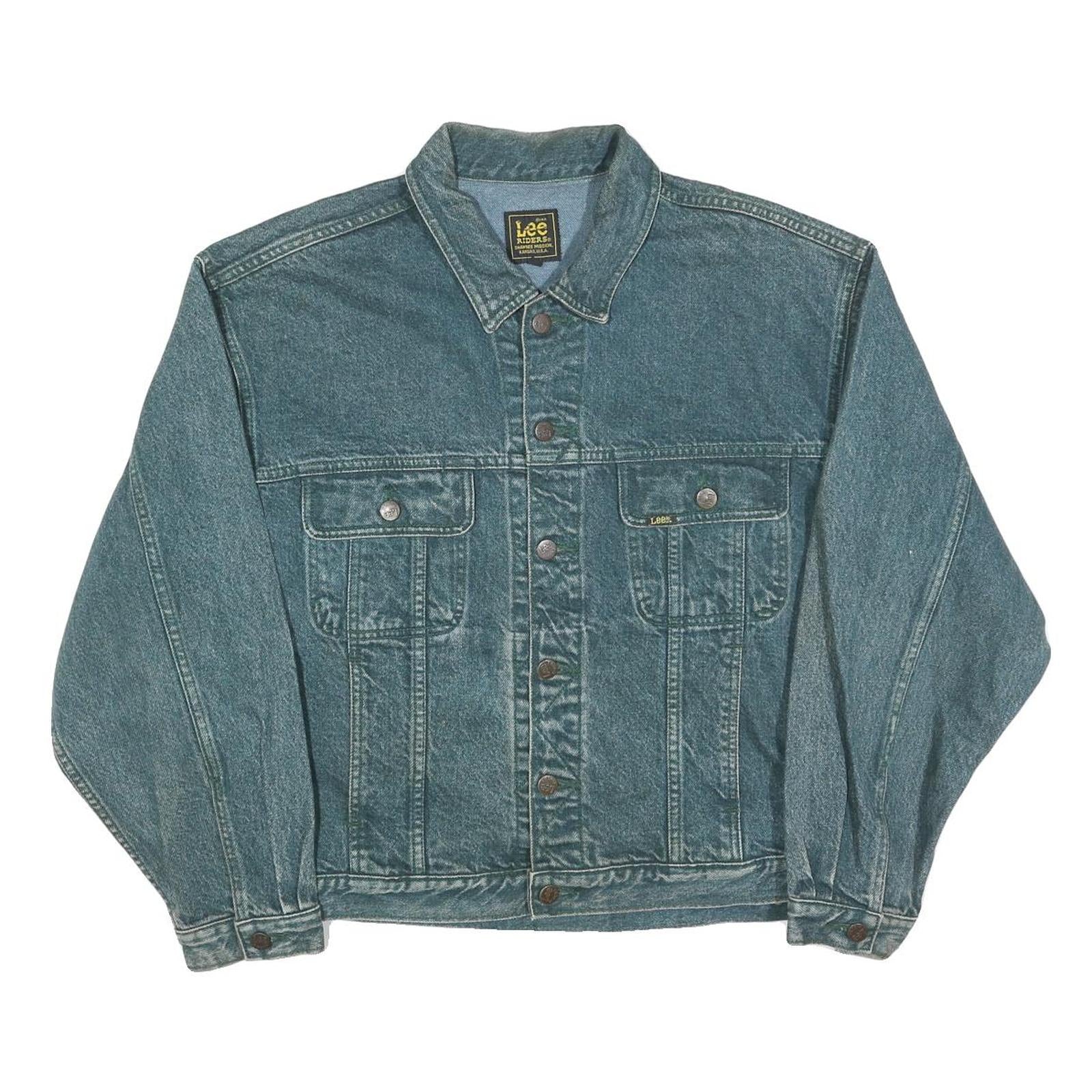 LEE Mens Blue Denim Jacket L Cotton Button Closure Classic Fit Vintage Style