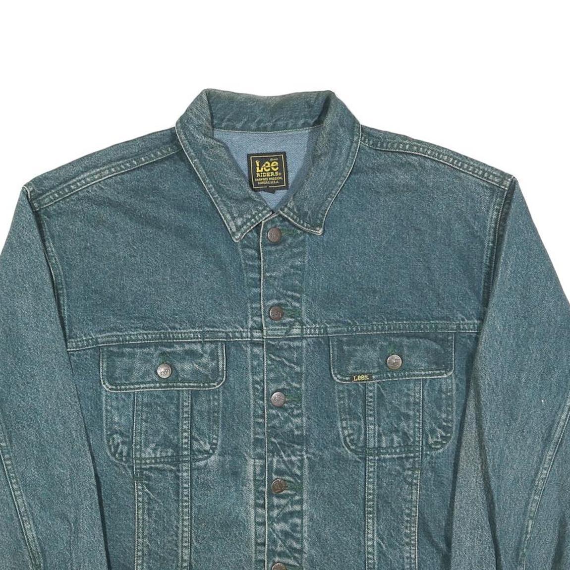 LEE Mens Blue Denim Jacket L Cotton Button Closure Classic Fit Vintage Style