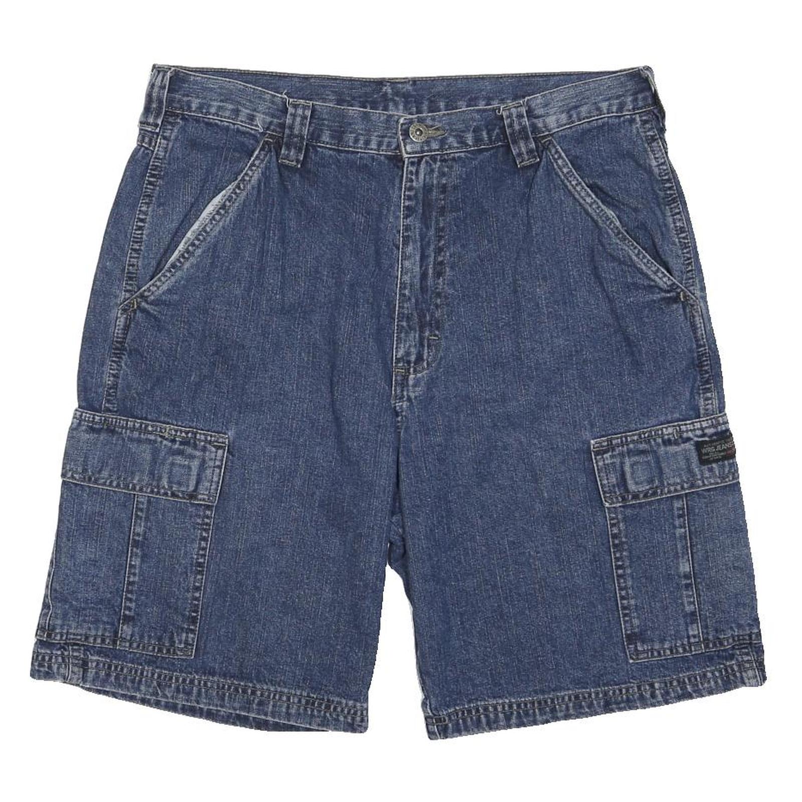 WRANGLER Mens Denim Blue Cargo Shorts M W33 Classic Cotton Blend Casual