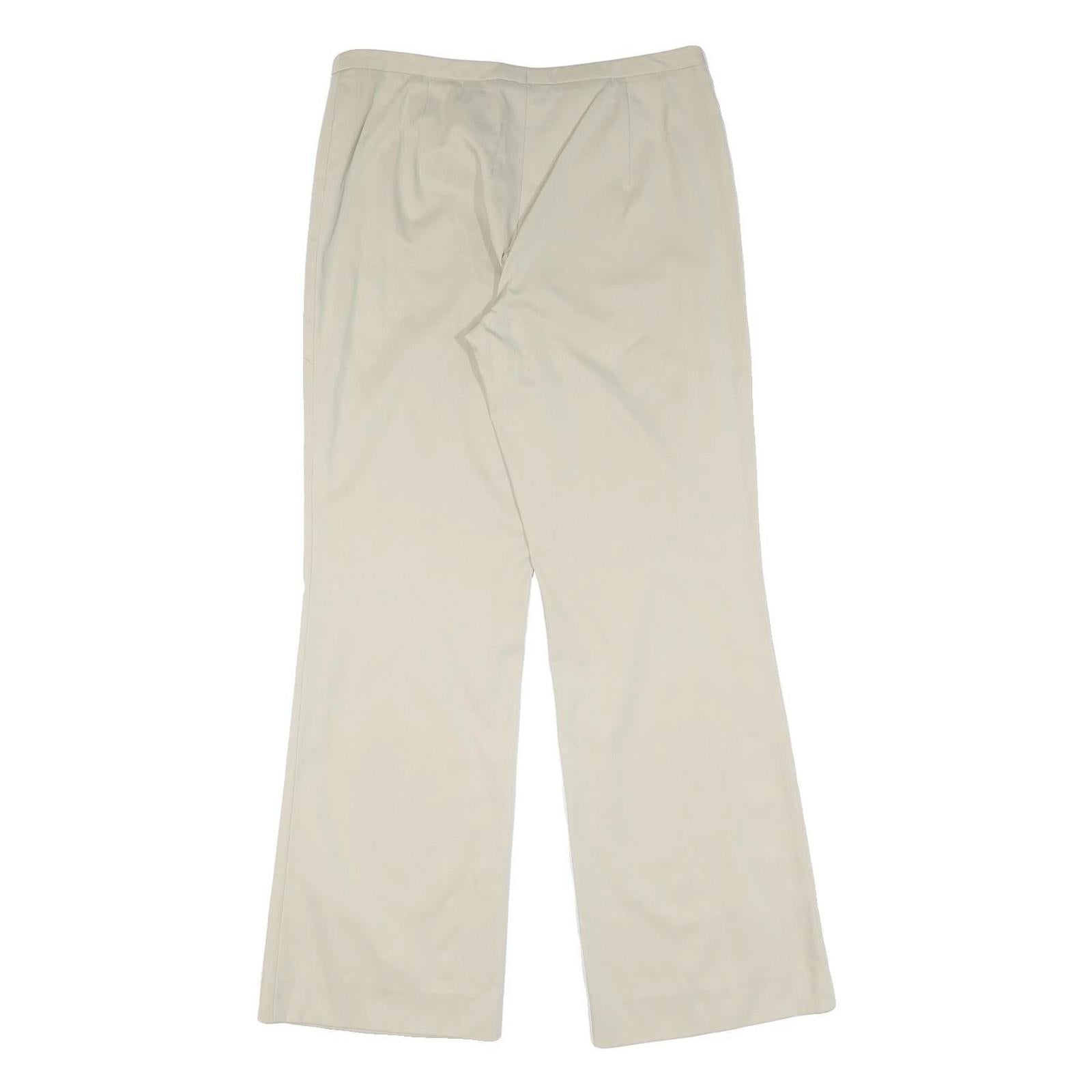 HUGO BOSS Womens Cotton Blend Beige Regular Straight Trousers W32 L32 Classic