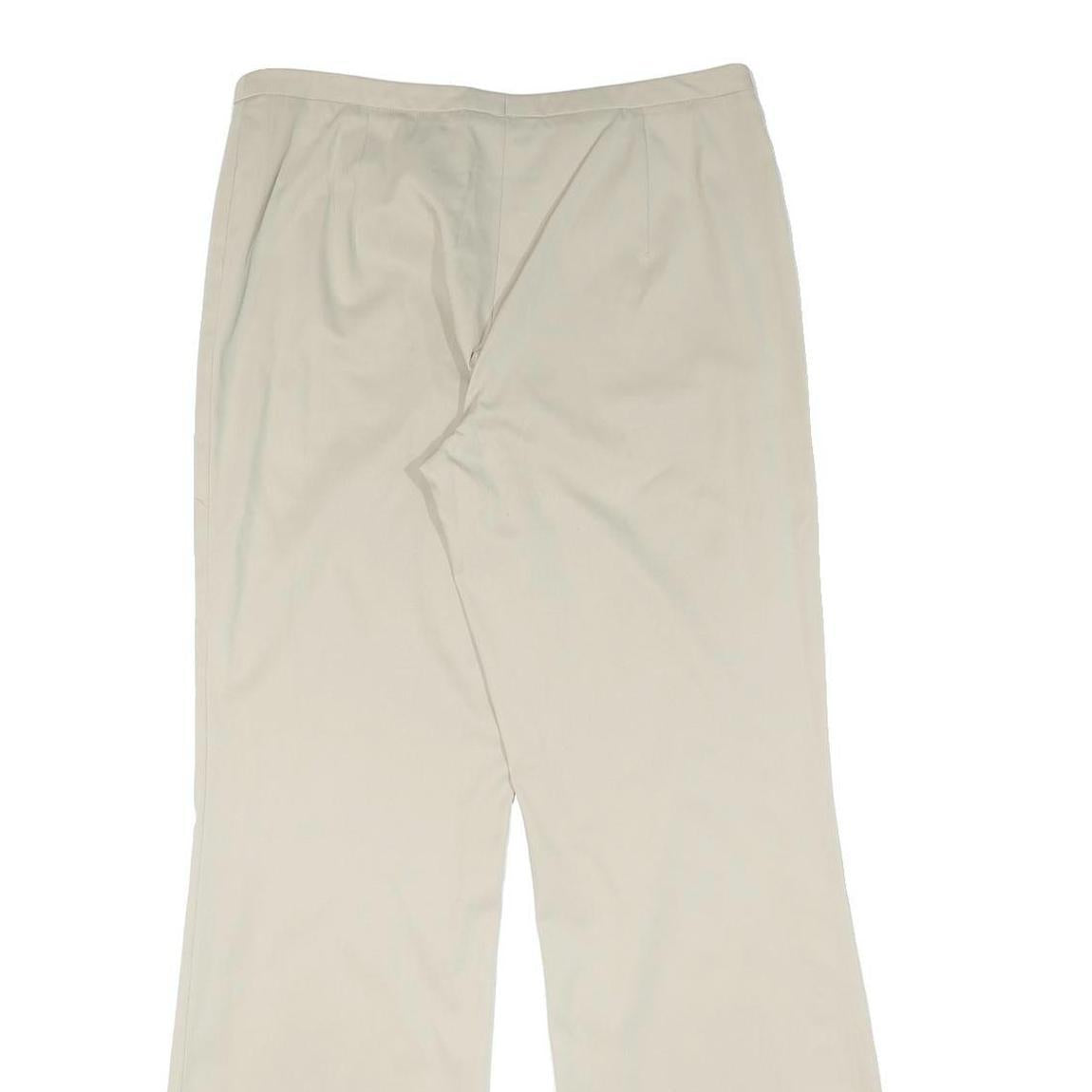 HUGO BOSS Womens Cotton Blend Beige Regular Straight Trousers W32 L32 Classic