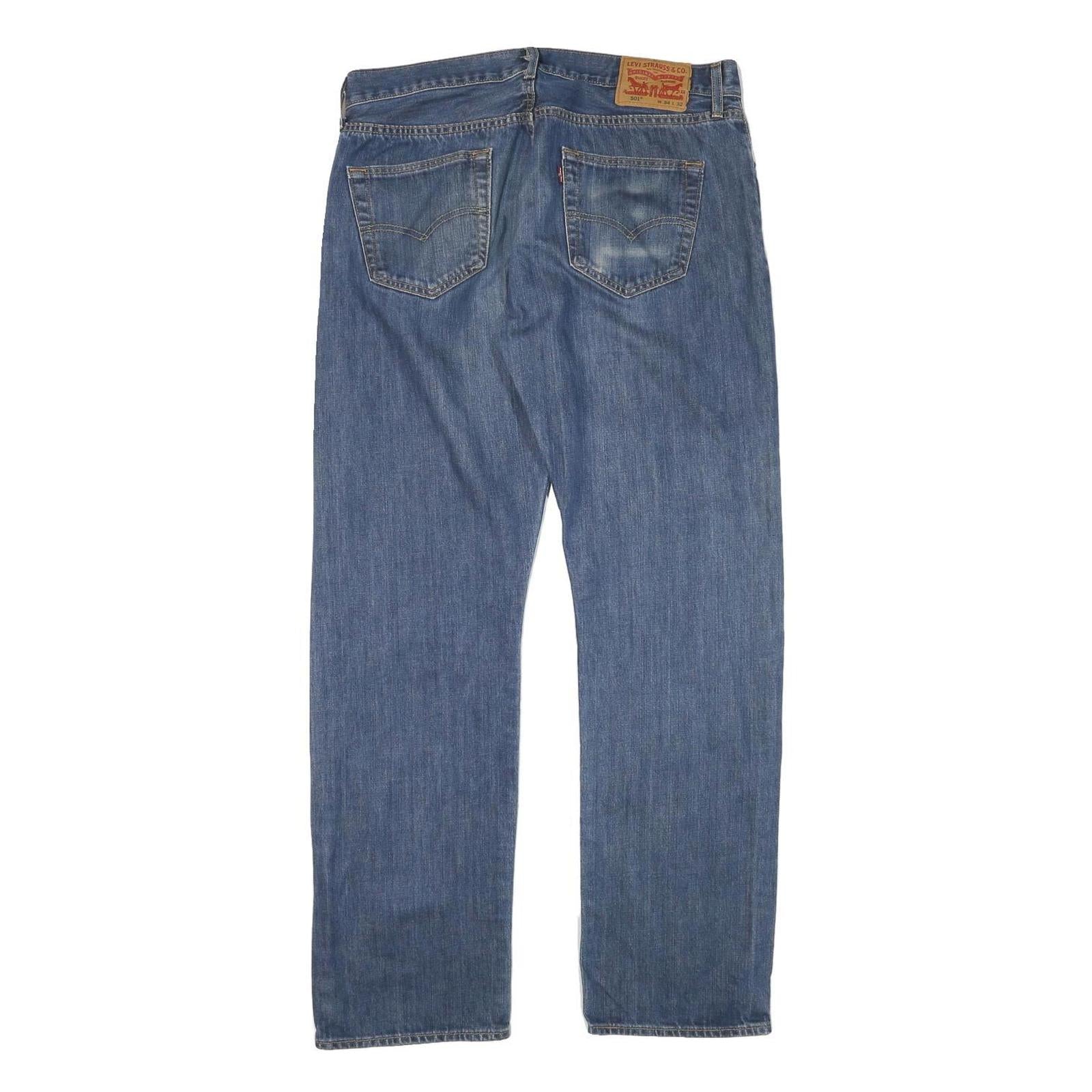 LEVI'S 501 Mens Jeans Blue Regular Straight Denim Medium W34 L30 Classic Button