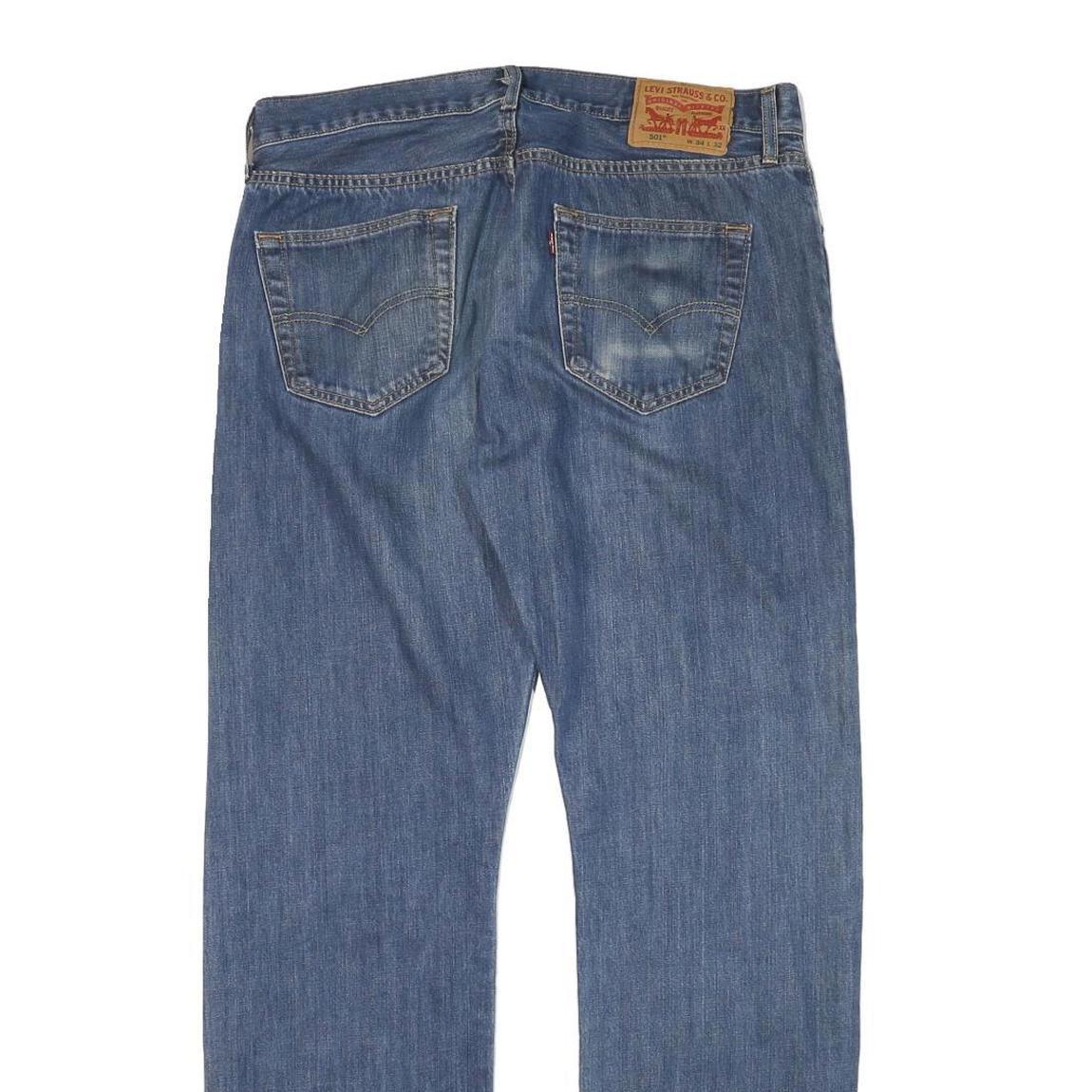 LEVI'S 501 Mens Jeans Blue Regular Straight Denim Medium W34 L30 Classic Button