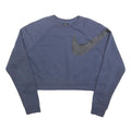 NIKE Womens Blue Cotton Blend Crew Neck M Sweatshirt Large Swoosh Logo Casual
