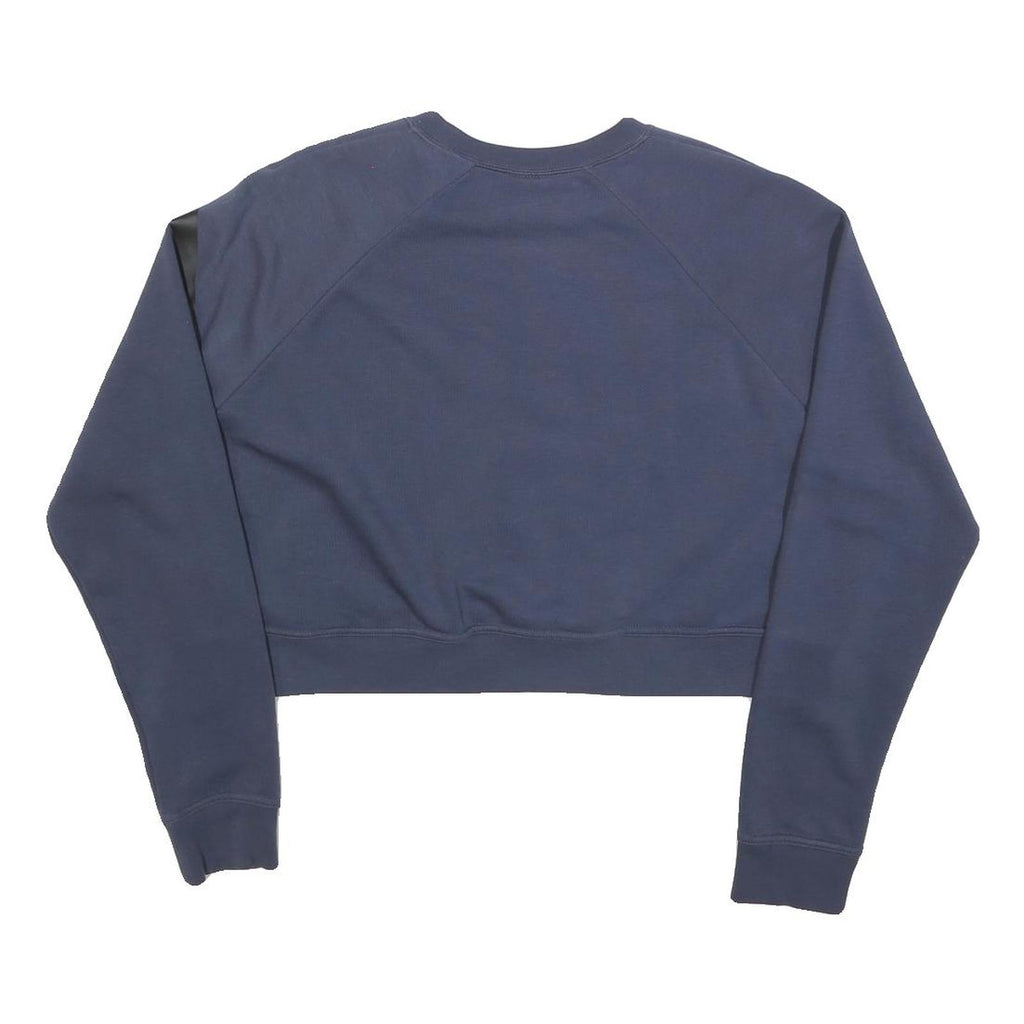 NIKE Womens Blue Cotton Blend Crew Neck M Sweatshirt Large Swoosh Logo Casual
