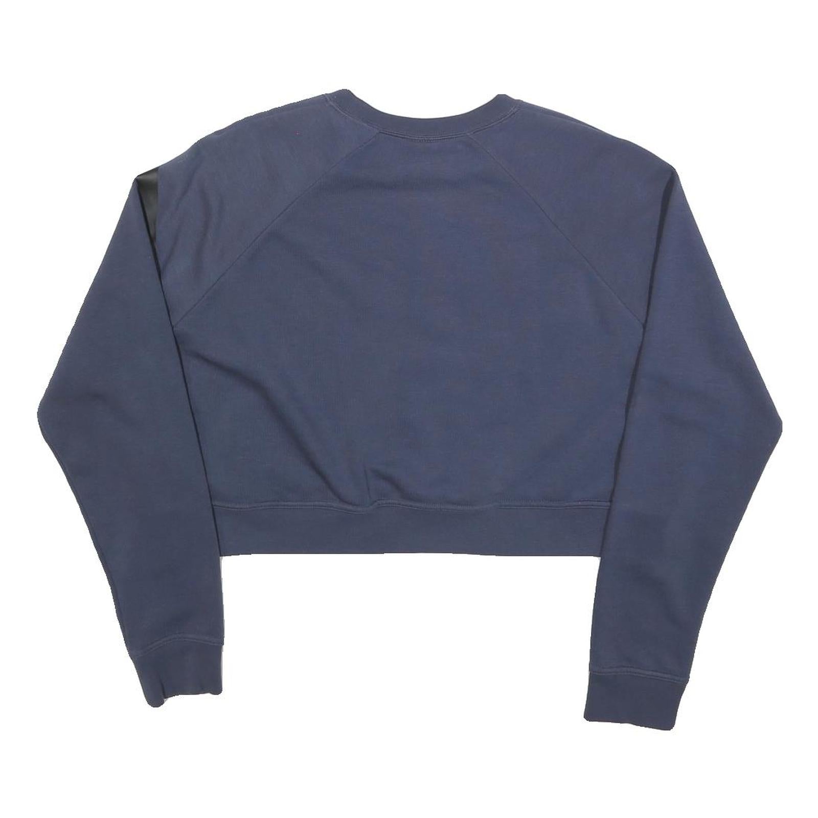 NIKE Womens Blue Cotton Blend Crew Neck M Sweatshirt Large Swoosh Logo Casual