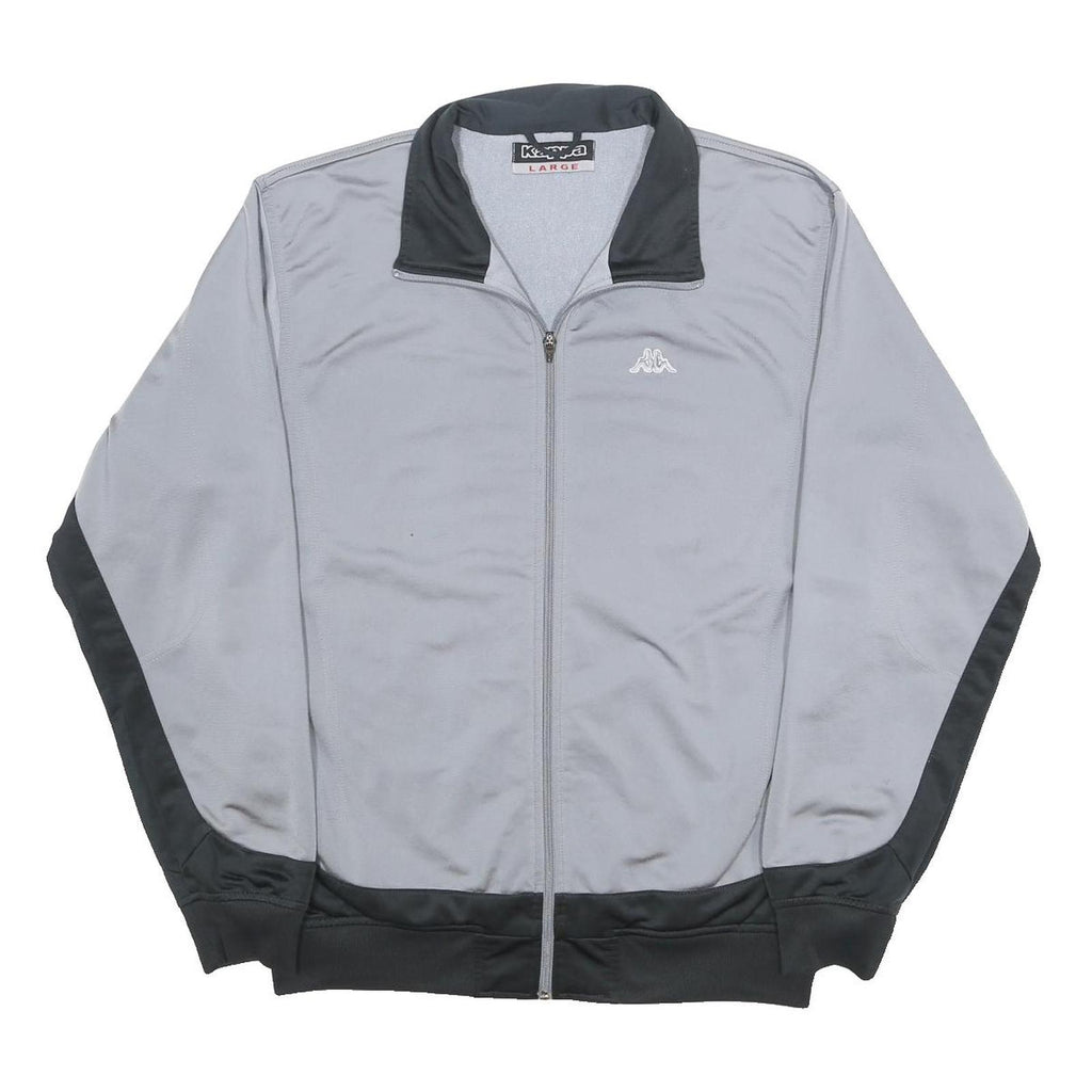 KAPPA Mens Grey & Black Sports Track Jacket L Polyester Zip Plain