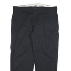 DICKIES Mens Relaxed Cotton Black Work Cargo Trousers W44 L32 Zip Closure