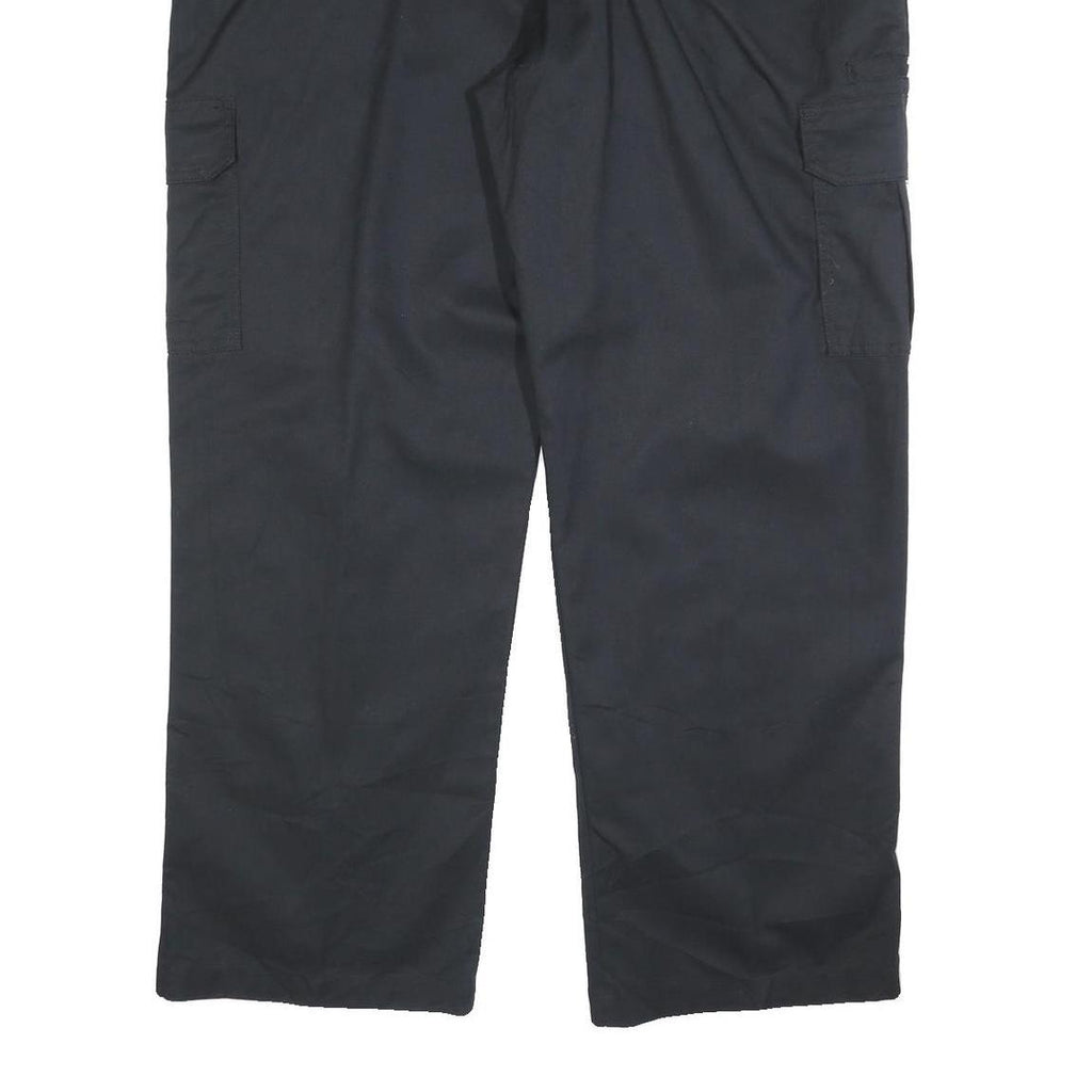 DICKIES Mens Relaxed Cotton Black Work Cargo Trousers W44 L32 Zip Closure