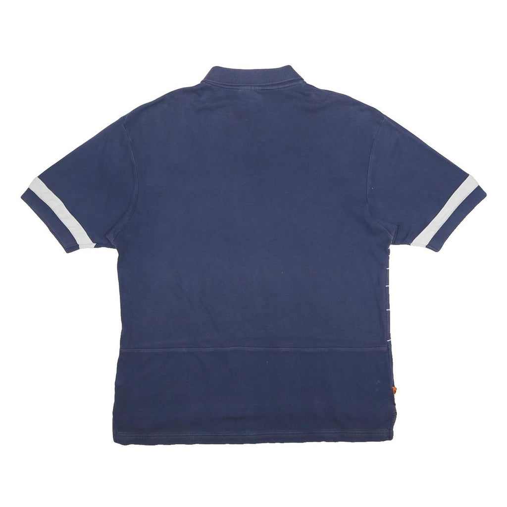 REEBOK Mens Navy Blue Striped Short Sleeve Polo Shirt L Cotton Blend Casual