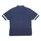 REEBOK Mens Navy Blue Striped Short Sleeve Polo Shirt L Cotton Blend Casual