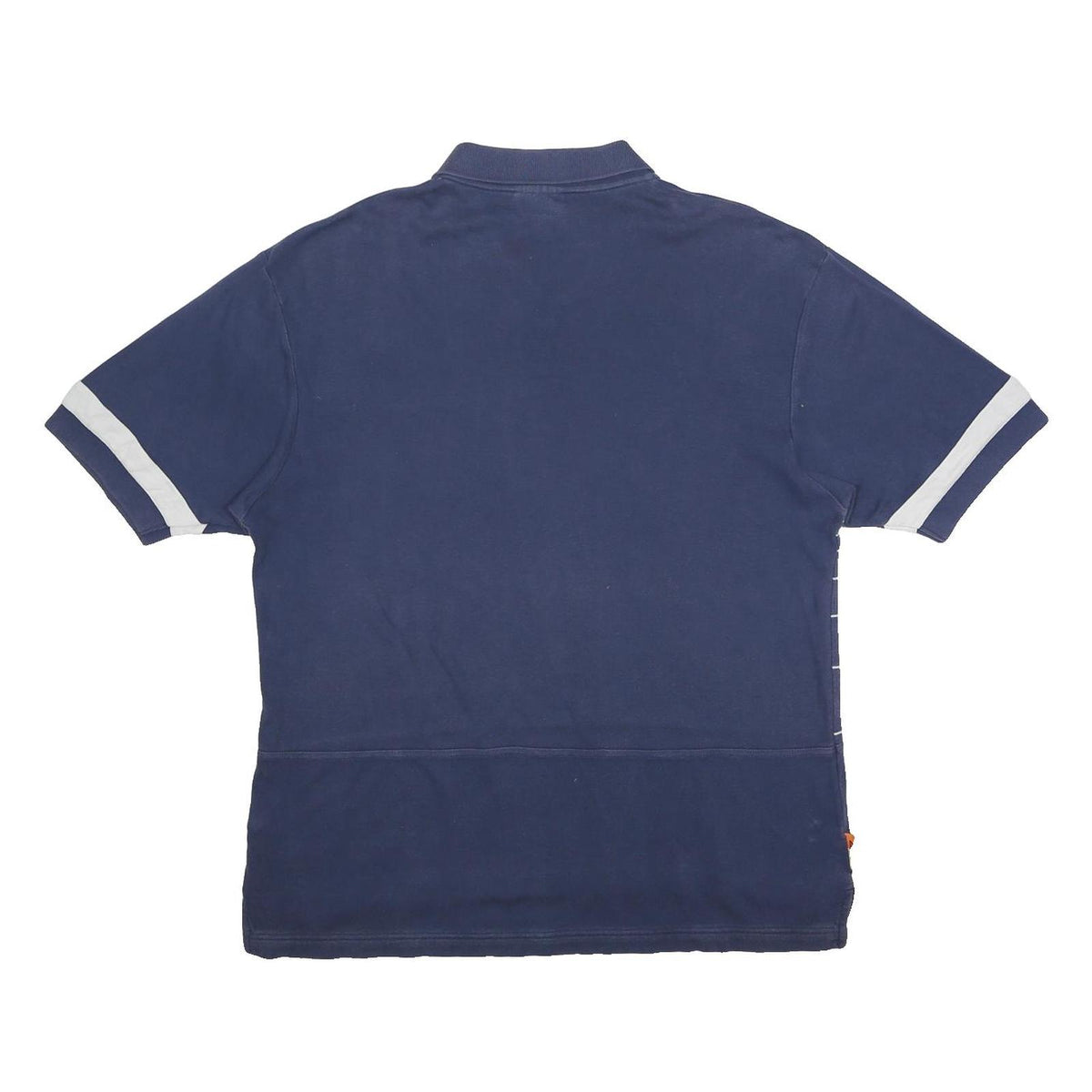 REEBOK Mens Navy Blue Striped Short Sleeve Polo Shirt L Cotton Blend Casual