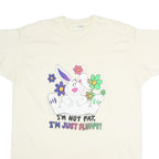 Mens White Cotton Funny Bunny Graphic T-Shirt XL Short Sleeve Crew Neck