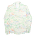 Womens Cream Printed Shirt Long Sleeve Collared S Button Closure Polyester Blend