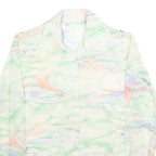 Womens Cream Printed Shirt Long Sleeve Collared S Button Closure Polyester Blend