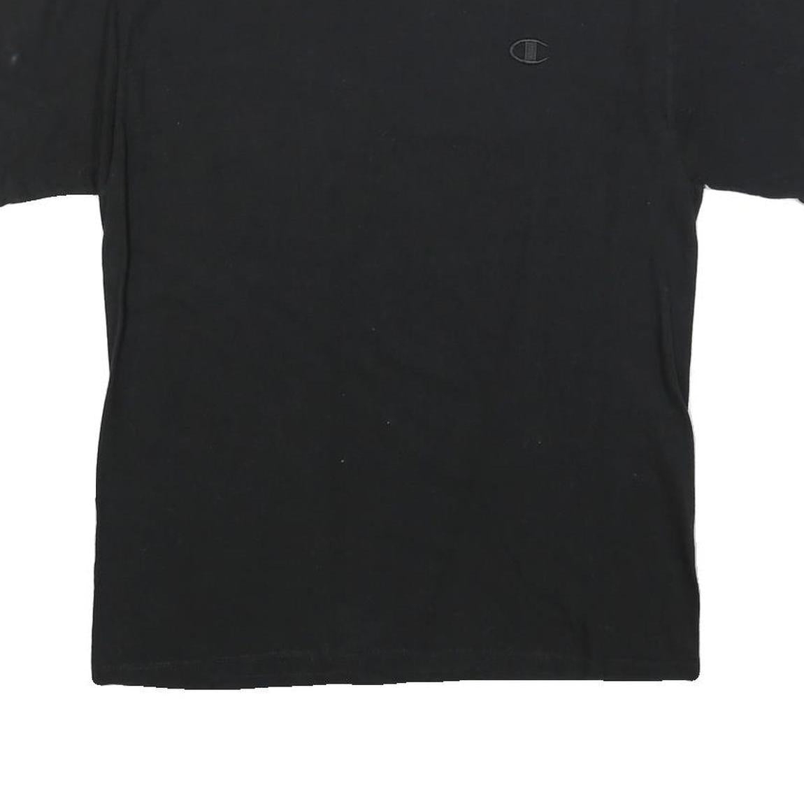 CHAMPION Mens Black V-Neck T-Shirt Short Sleeve Cotton Blend M