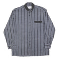 VICTOR EMMANUEL Mens Blue & Black Stripe Cotton Blend Shirt L Long Sleeve Casual