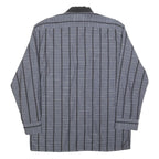 VICTOR EMMANUEL Mens Blue & Black Stripe Cotton Blend Shirt L Long Sleeve Casual