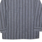 VICTOR EMMANUEL Mens Blue & Black Stripe Cotton Blend Shirt L Long Sleeve Casual