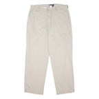 CHAPS Mens Cotton Blend Beige Regular Fit Straight Leg Trousers W32 L32 Casual